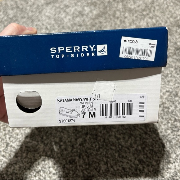 Sperry Slip On Navy Stripe Canvas Boat Shoe Size 7 M Loafers Nautical STS91274 - Picture 9 of 9